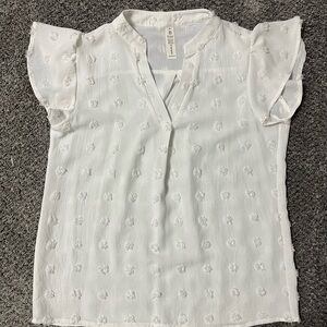 White Flutter Sleeve Top